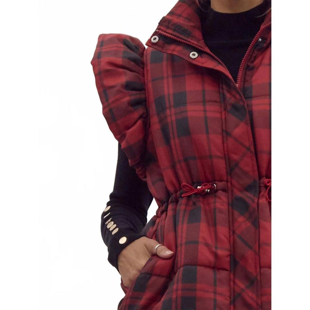 Entro Red and Black Plaid Vest - Picture 5 of 7